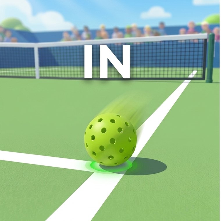 A pickleball clipping the sideline — called in