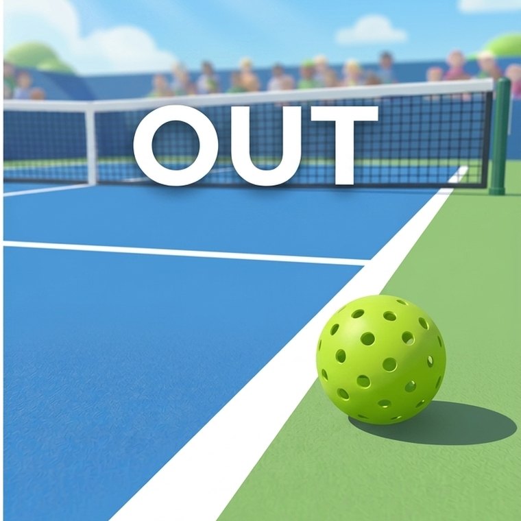 A pickleball landing outside the sideline — called out